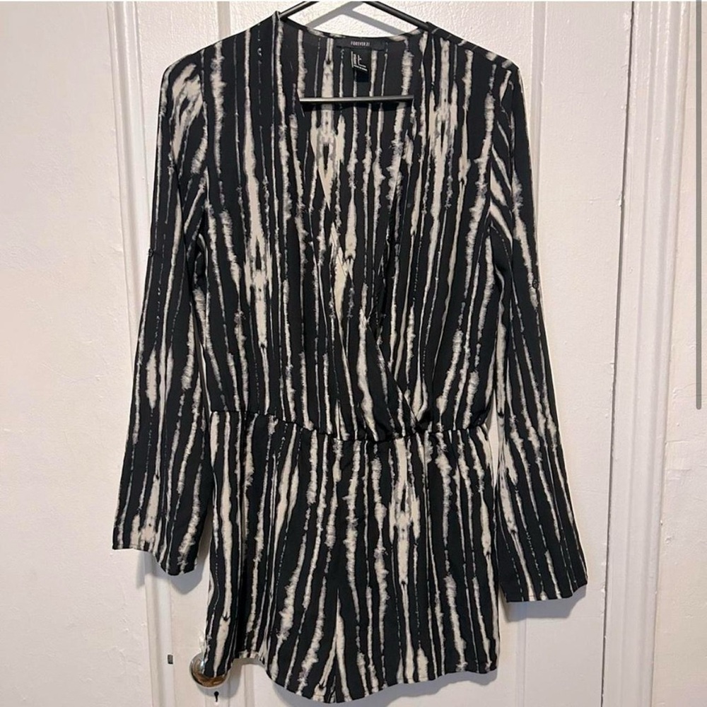 Forever 21 Abstract Striped Romper